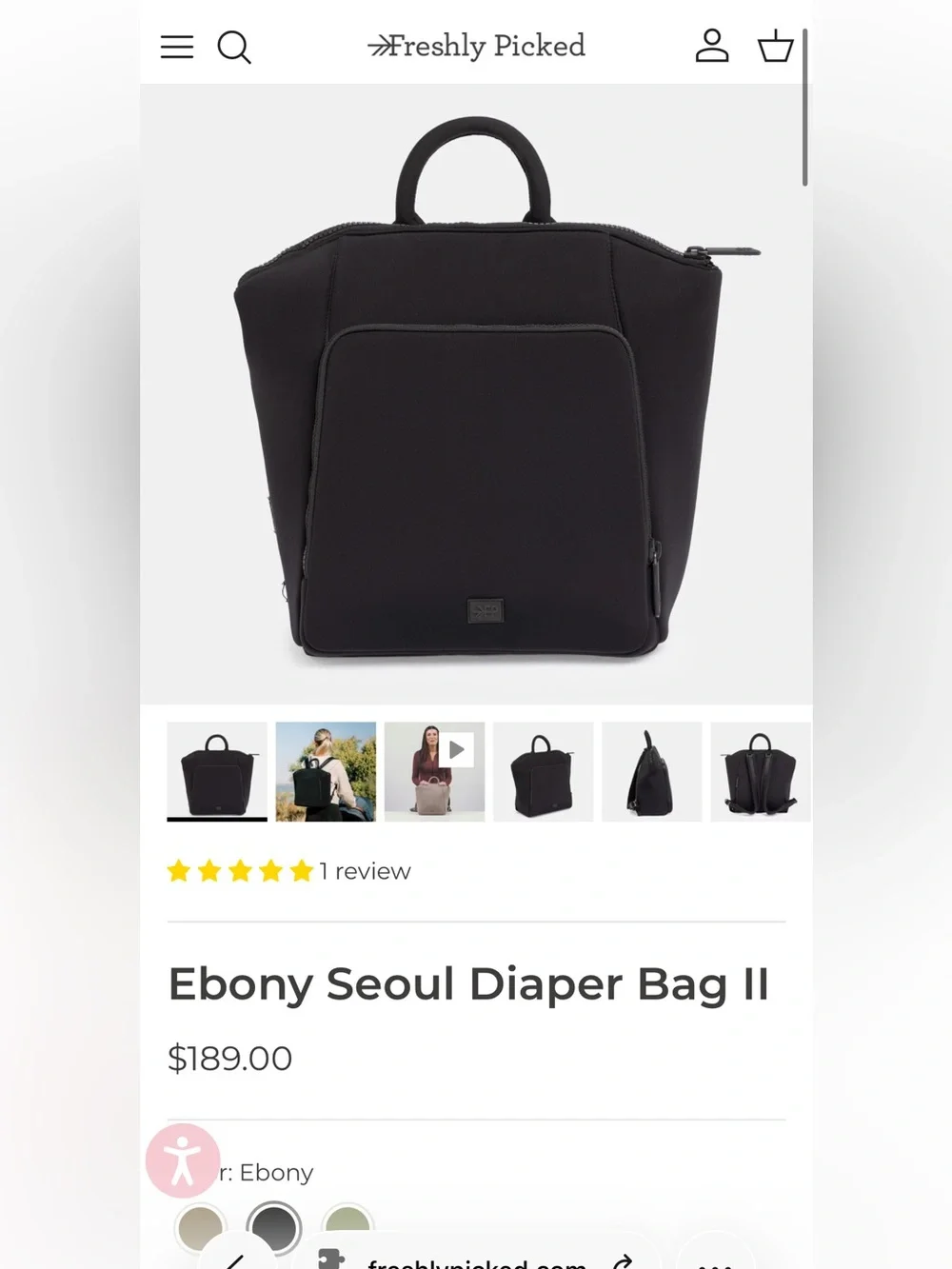 Freshly Picked Neoprene Black Diaper Bag